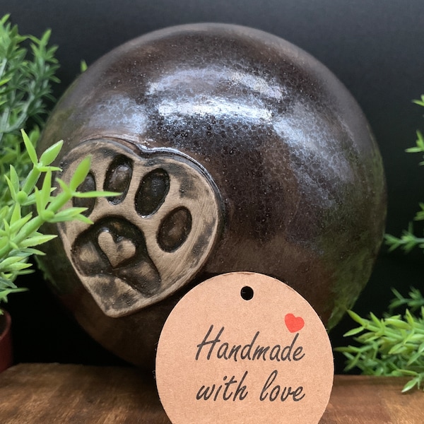 Lovingly handmade dog urn "Dog Brownie" (1,000ml) ceramic up to 15kg, Honden Urn, Urne pour chien, Dog Urn, Urna per cani, Paw