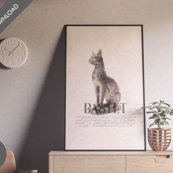 Bastet Wall Art • Ancient Egyptian Wall Art • Unique Printable Poster • Ancient Egypt • Egyptian Gift • Egyptian Decor • DIGITAL DOWNLOAD