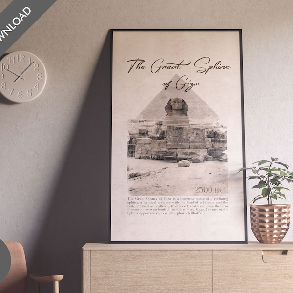 Pyramid of Giza • Ancient Egyptian Wall Art • Unique Printable Poster • Ancient Egypt • Egyptian Gift • Egyptian Decor • DIGITAL DOWNLOAD