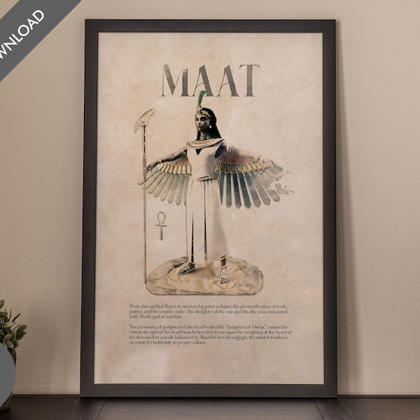 Maat Wall Art • Ancient Egyptian Wall Art • Unique Printable Poster • Ancient Egypt • Egyptian Gift • Egyptian Decor • DIGITAL DOWNLOAD