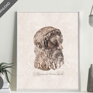 Socrates Wall Art • Philosophy Poster •  Ancient Greek Philosopher • Socrates Quote Print • Minimalist Motivational Print • Hellenic