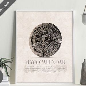 Ancient Maya Calendar Art Print: Unique Wall Decor (Digital Download)