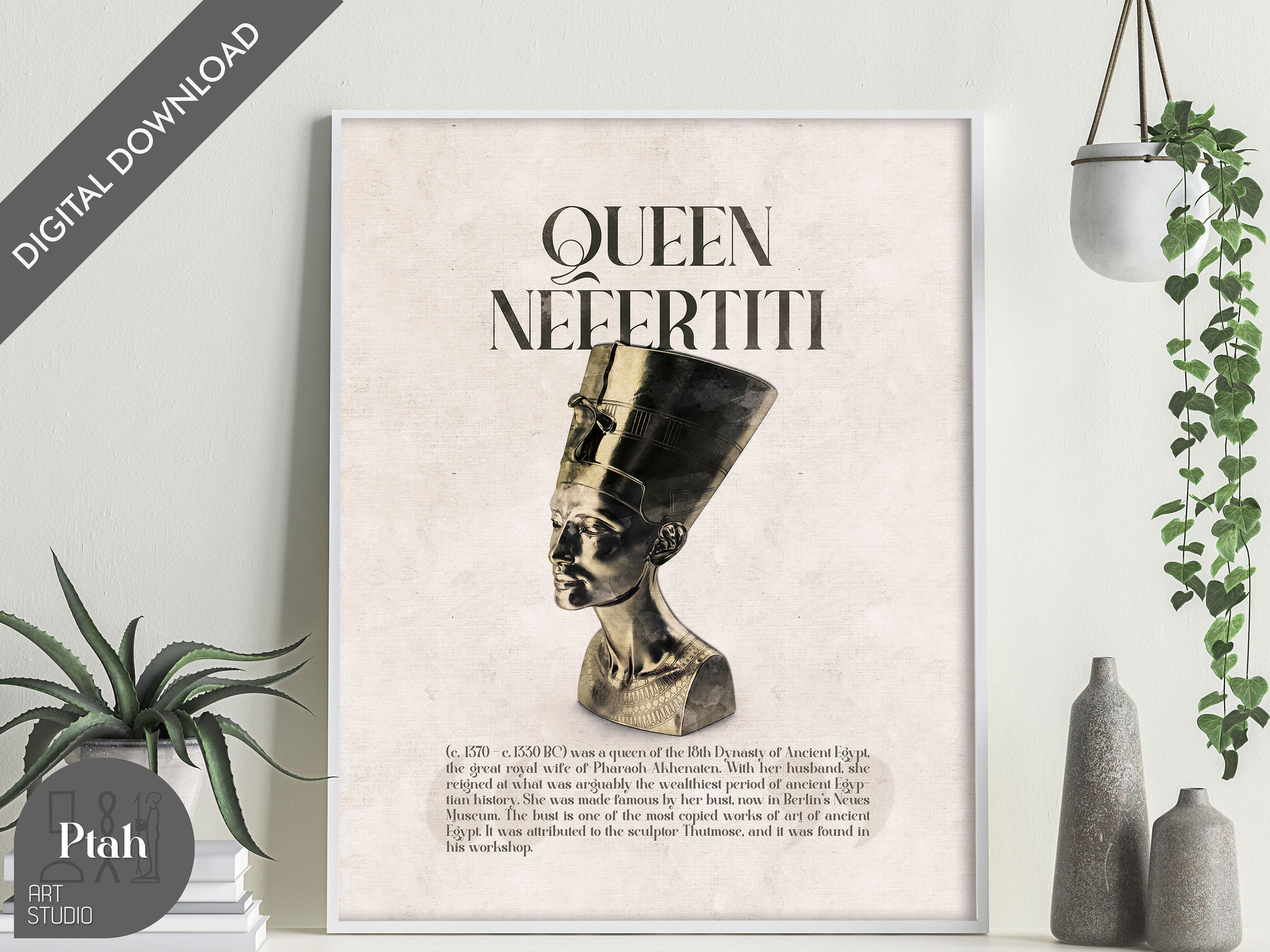 Nefertiti Printable Poster Ancient Egyptian Wall Art Ancient Egypt ...