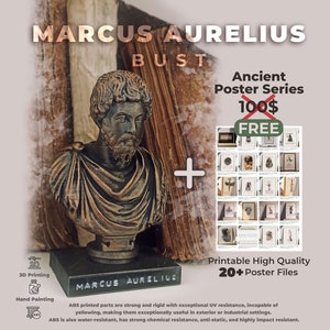 Marcus Aurelius Bust_Statute - Figura Regalo estoico - Pintura a mano - Marco Aurelio El Rey Filósofo