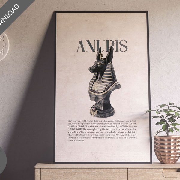 Anubis Wall Art • Ancient Egyptian Wall Art • Unique Printable Poster • Ancient Egypt • Egyptian Gift • Egyptian Decor • DIGITAL DOWNLOAD