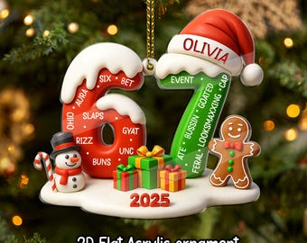Customized Name 67 Ornament, Funny Teen Slang 67 Ornament, Christmas Ornament for Teens, Gen Z Meme Ornament