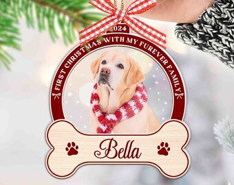 Personalized Dog Portrait Ornament, Dog First Christmas Ornament, Christmas Puppy Ornament, Pet Lovers Gift