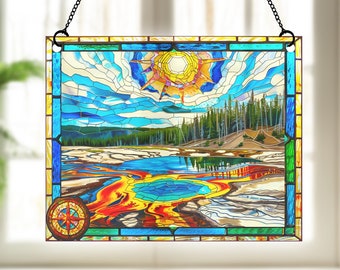 Yellowstone National Park Suncatcher, National Park Window Hangings, US National Park Suncatcher, Travel Decor, Nature Lovers, Car Hanging