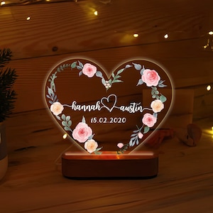Personalized Couple Name Night Light, Couple Led Light, Couple Gifts, Valentine Gift For Couple,  Anniversary Gift, Acrylic Night Light