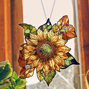 Sunflower Acrylic Suncatcher Ornament, Sunflower Window Hanging, Sunflower Decor, New Home Decor, Housewarming Gift