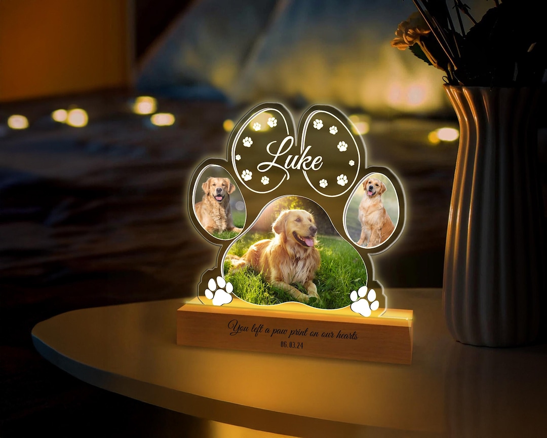 Personalized Pet Memorial Night Light, Pet Photo Collage Night Light ...