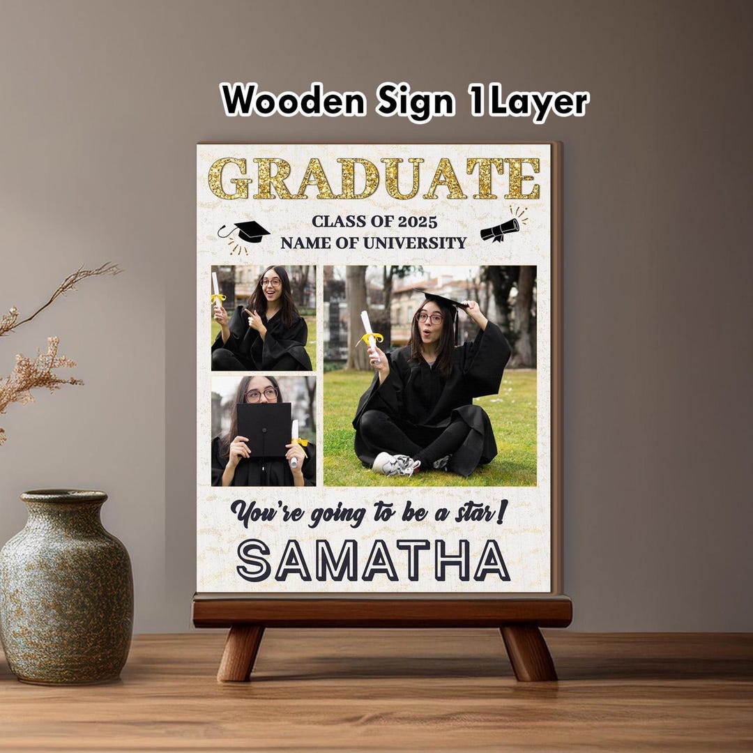 Custom Graduate Photos Collage Sign, Personalized Gift for Graduate ...