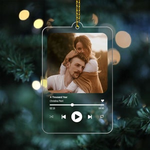 Custom Acrylic Song Ornament, Photo Ornament, Just Married Ornament, Our First Christmas, Gift for the Couple, Christmas Bauble Decoration