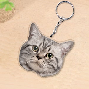 Personalized Pet Acrylic Keychain, Dog Photo Keyring, Cat Face Keychain, Custom Pet Portrait Gift, Pet Lover Gift