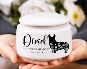 Customized Dog Memorial Ceramic Urn, Personalized Pet Loss Urn, Dog Remembrance Gift, Gift For Dog Owner, Loss of Dog, Pet Sympathy Gift