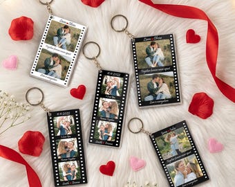 Custom Couple Photo Strip Keychain, Valentines Day Gift For Him Her, Gifts For Couples, Boyfriend Gifts, Girlfriend Gift