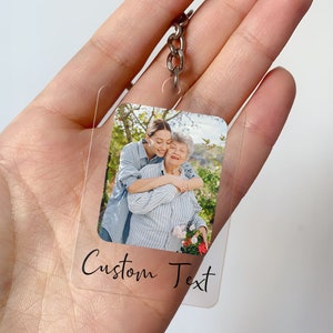 Personalized Picture Keychain, Custom Text Keychain, Mother&#39;s Day Gift, Family Keychain Gift, Grandma Gift, Birthday Gift