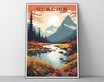 Glacier National Park Travel Poster by Studio Inception, Glacier National Park Print, Travel Poster Travel Print National Park Poster