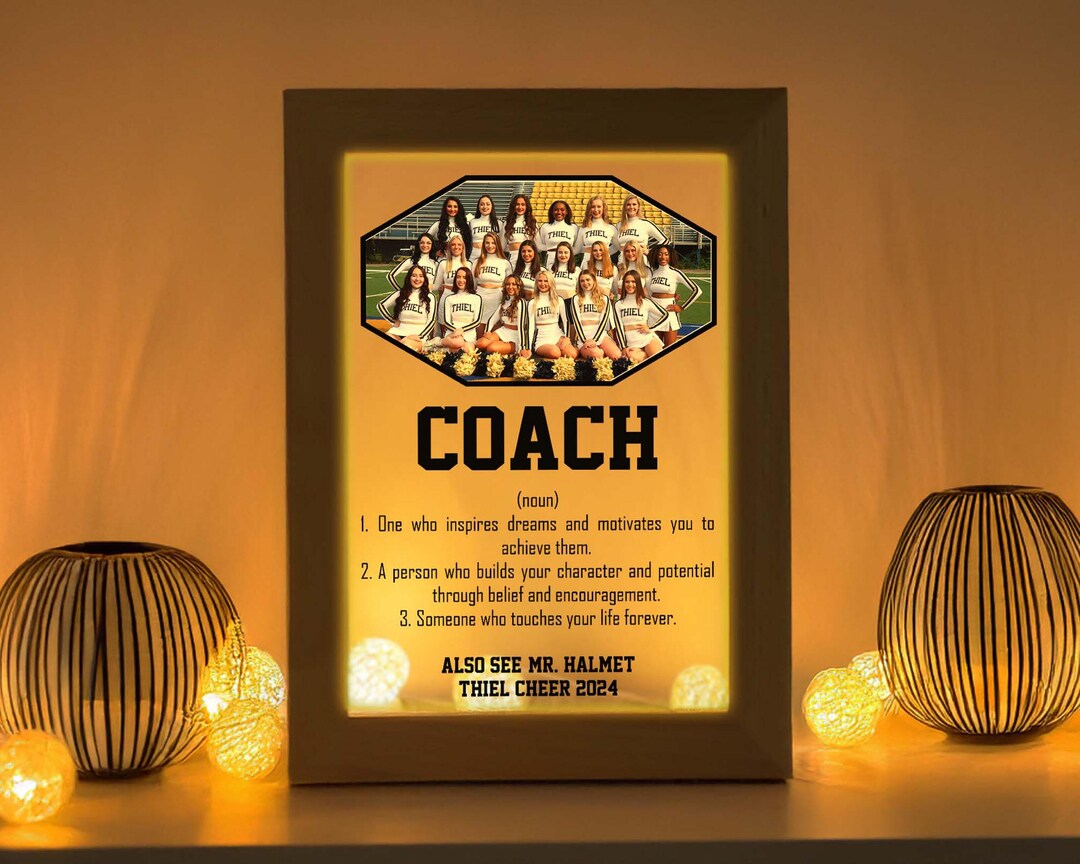 Cheer Coach Frame Personalized Cheerleader Team Photo Frame Light, Cheer Team Photo Night ...