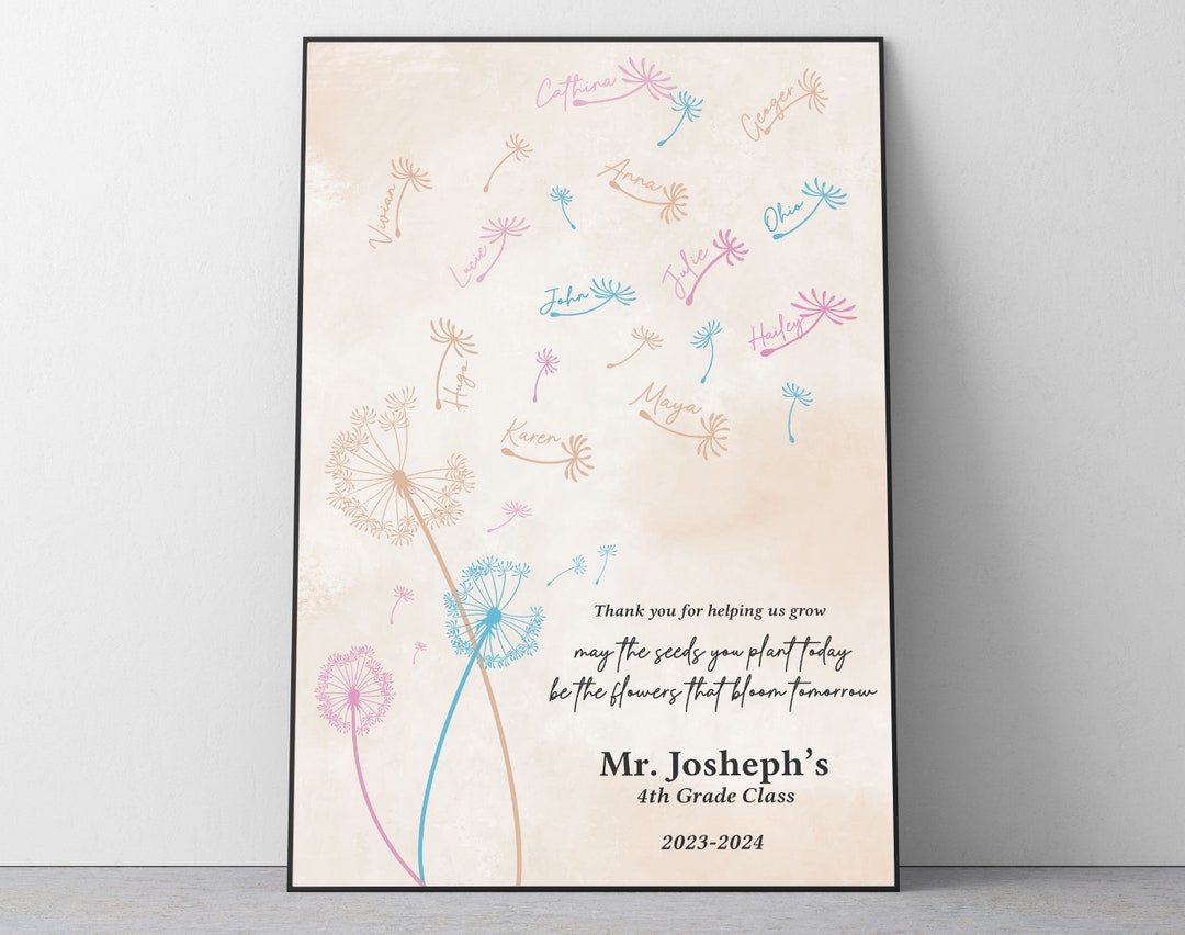 Personalized Teacher Dandelion Poster, Teachers Plant the Seeds Poster ...