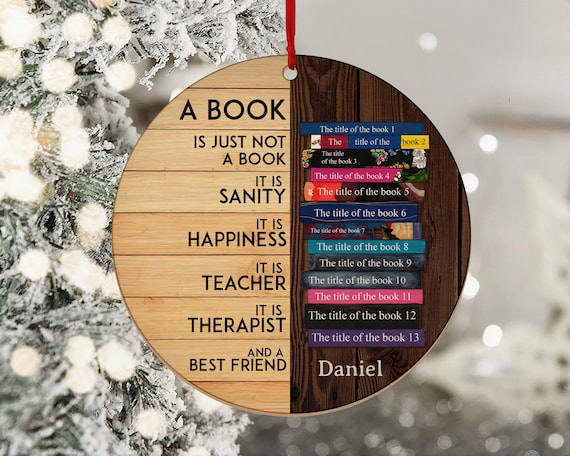 Christmas Book Ornament, Christmas Reading Ornament, Custom Book Title, Bookstack Custom Titles, Library Book Store Ornament, Lover Bookworm