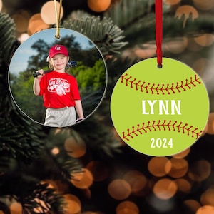 Personalized Softball Player Ornament, Softball Christmas Ornament Gift, Softball Picture Ornament, Softball Gift, Girls Sports Ornament