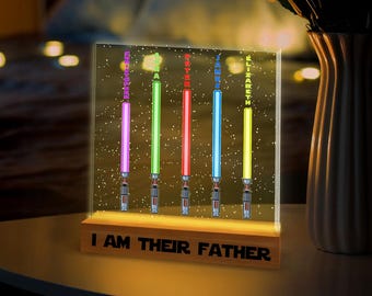I Am Their Father Night Light, Personalized Name Lightsaber Lamp, Led Light For Father's Day Gift Bedroom Night Light