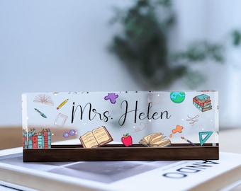 Customized Teacher Name Sign for Desk, Teacher Desk Name Plate Acrylic, Teacher Appreciation, Back To School Gift, Desk Accessories Teacher
