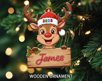 Christmas Reindeer Ornament, Custom Babys First Christmas Ornament 2025, Custom Baby's First Christmas Ornament, New Baby Gifts