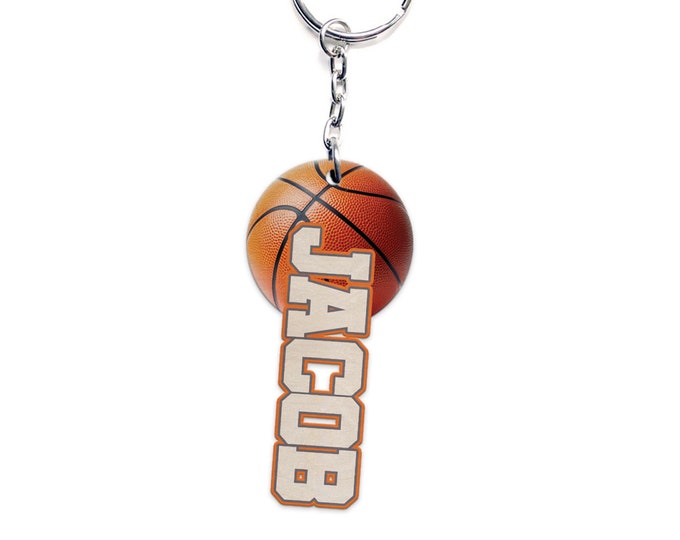 Custom Name Basketball Keychain, Personalized Sport Keychain, Basketball Player Keyring, Boys Sports Gift