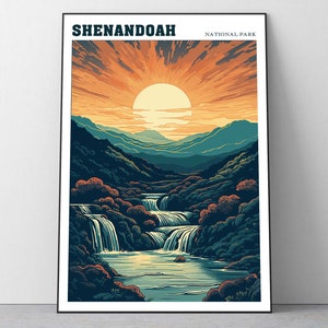 Shenandoah National Park Mid-Century Travel Poster, Abstract Travel Poster, National Park Poster, Minimalist Art Print, Virginia poster