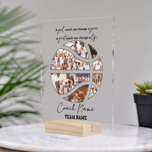 Customized Basketball Photo Collage Acrylic Plaque, Gift For Basketball Coach, Thank You Coach Gift, Coach Retirement Gift, Basketball Team