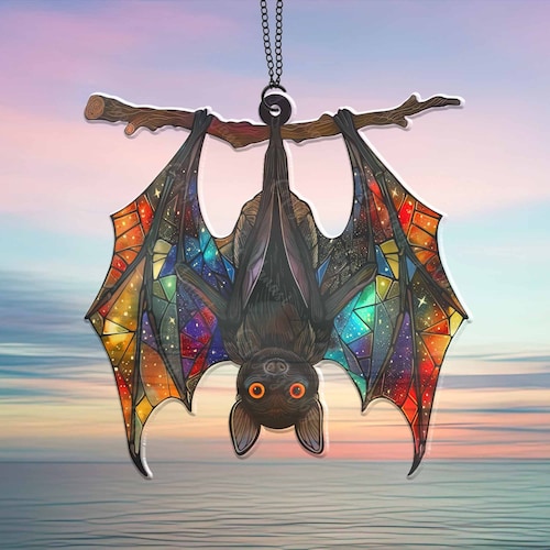 Gothic Bat Suncatcher, Bat ACRYLIC Suncatcher, Spooky Bat Window Hanging, Halloween & Fall Decoration, Gothic Bat Hanging