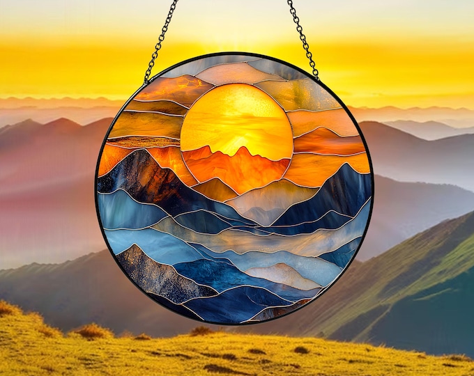 Mountain Art Glass Suncatcher, Mountain Range Acrylic Window Hangings, Mountain Lover Gift, Natural Suncatcher Decor, Wall Hanging Decor