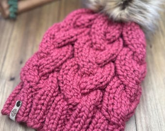 Adult Beanie, Monster Cables Beanie, Knit Beanie, Handmade Hat
