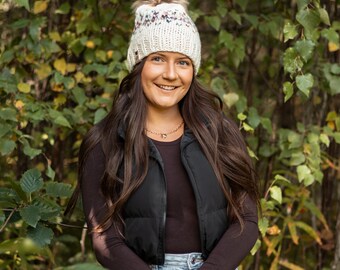 Women's Hand Knit Winter Toque, Hand-made Beanie, Knitted Hat, Hand-crafted Cozy Warm Winter Hat, Stylish Winter Accessory, Merino Wool Hat