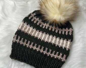 The Iridescence Beanie Knitting Pattern, Simple Colorwork Knitted Beanie Pattern, Unisex Colorwork Pattern for a Knitted Hat