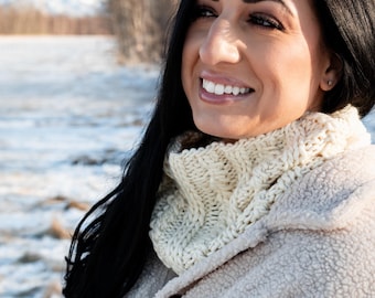 The Resurgence Cowl Knitting Pattern, Knitted Cowl Pattern, Faux Cable Knit Neckwarmer, Simple Cowl and Neckwarmer Knitted Pattern