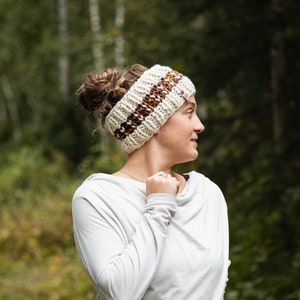 Women's Knitted Headband, Hand-Knit Merino Wool Luxury Earwarmer, Handmade Gift,  Two color Merino Wool Luxury Knit Headband, Women's Gift