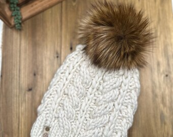 Hand Knit Merino Wool Adult/ Teen Sized Hat, The Hartney Bay Branie, Merino Hat, Handmade Gift, OOAK Beanie, Luxury Knitwear