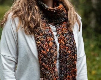 The Hartney Bay Scarf Knitting Pattern, Flat Cable Knitted Scarf Tutorial, Scarf Knitting Pattern, Easy Cabled Scarf Knitting Pattern