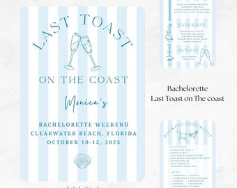 Last Toast on The Coast Bachelorette Invitation, Canva Template