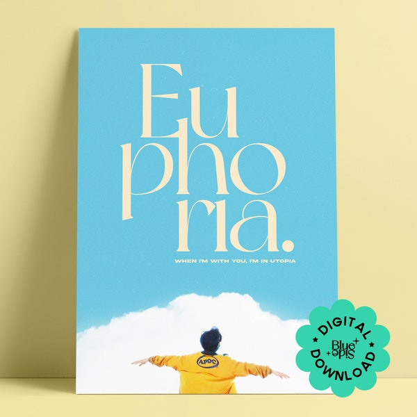 BTS Jungkook Euphoria Digital Poster, Euphoria Lyrics Print, Instant Download, K-pop Printable Wall Art