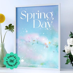 Pôster digital do BTS Spring Day, impressão da letra do BTS Spring Day, download instantâneo, arte de parede para impressão K-pop