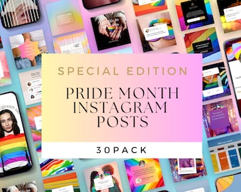 Pride Instagram Post Templates | LGBTQ+ Rainbow Branding Kit (Canva)