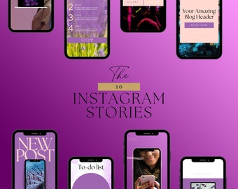 Plantillas moradas para historias de Instagram / Feed de Instagram de Canva (descarga digital)