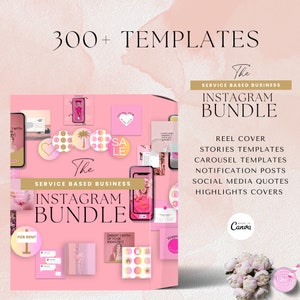 300+ Pink Instagram Templates BUNDLE | PINK Instagram Branding Pack Kit | Instagram Feed Engagement Bundle | Barbie Instagram Template
