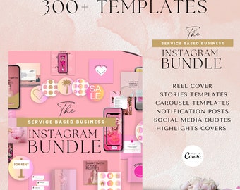 300+ Pink Instagram Templates Bundle | Canva Editable