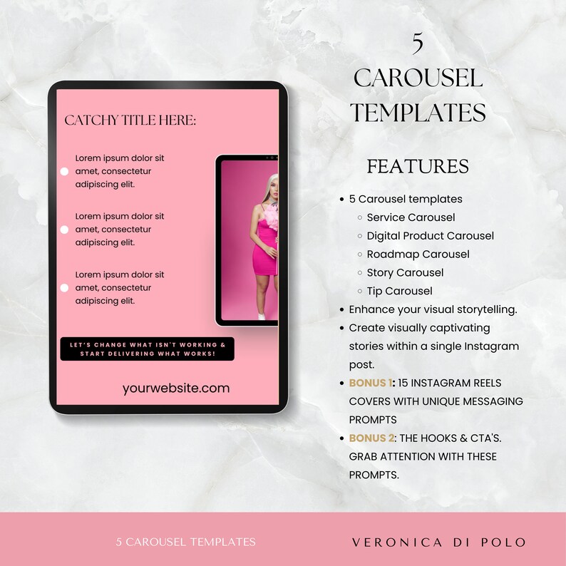 Editable Instagram Carousel Templates | Pink Social Media Posts (CANVA ...