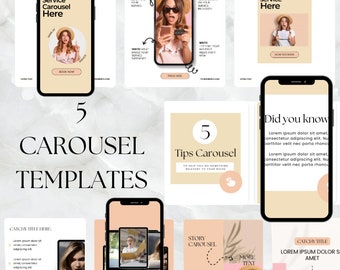 5 Beige Instagram Carousel Templates | Canva Editable (Digital Download)